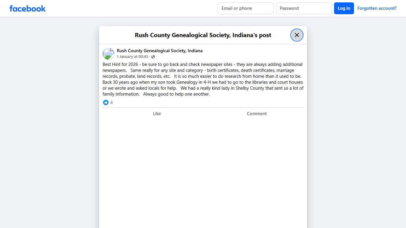 Best Hint for... - Rush County Genealogical Society, Indiana Facebook