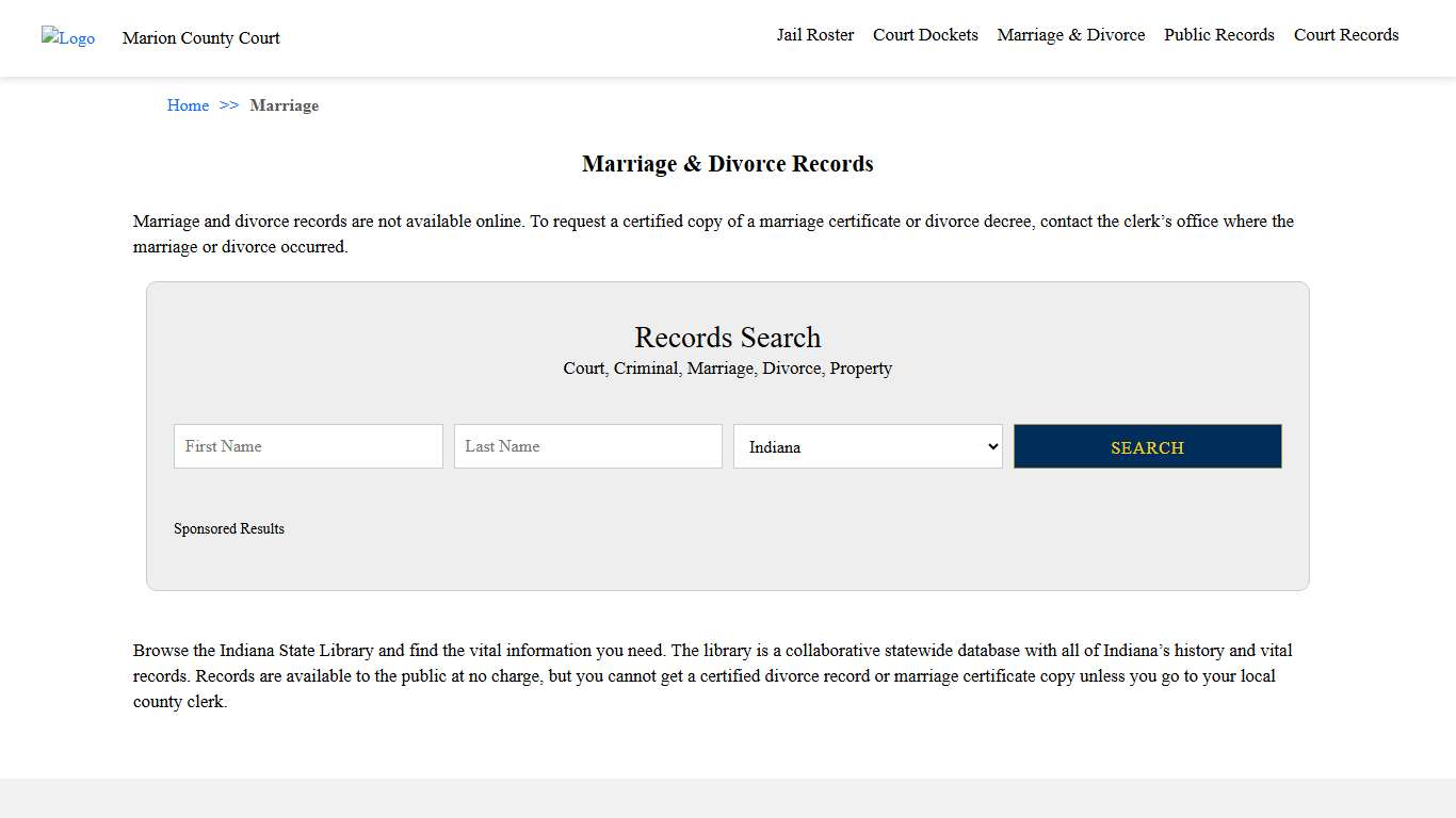 Marriage & Divorce Records Marion County Court