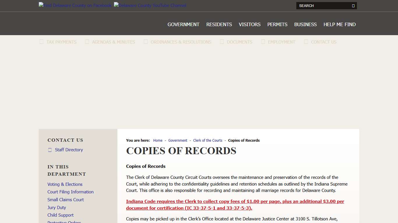 Delaware County, IN / Copies of Records